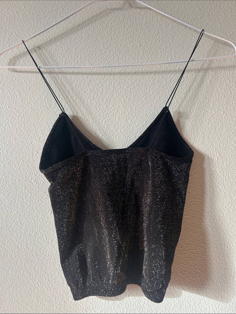 Intimately Free People - Black Sparkle V-Neck Spaghetti Strap Cropped Tank Top - Picture 6 of 6
